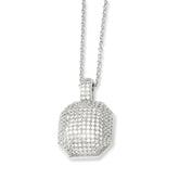 Sophia Jewelers Sterling Silver CZ Polished Necklace with Elegant Embers Design